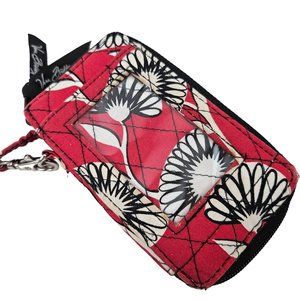 Vera Bradley Carry It All Wristlet Deco Daisy Pattern Red Black White Quilted